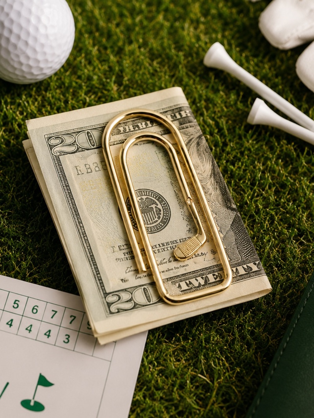Gold Tone Oversized Paperclip Money Clip – golf club– Vintage
